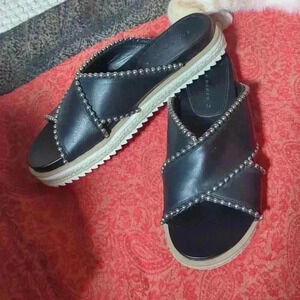 Black Studded Slide Sandals